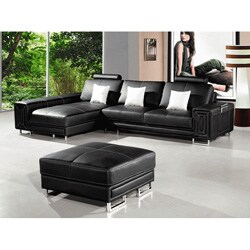 Martini Black Leather 2-Piece loveseat set