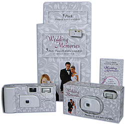Pearl White Silver Leaf Wedding Cameras (Case of 25)