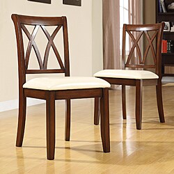 Havana Double Cross Back Mahogany Faux Leather Chairs (Set of 2)