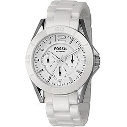 Fossil CE1002 Women's White Ceramic Multi-function Chrono Watch