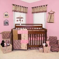 Sweet Safari Pink 6-piece Crib Bedding Set