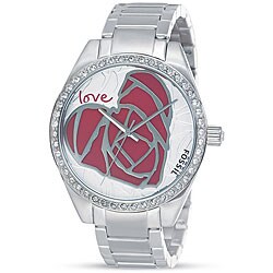 Fossil Women's ES2302 Rose Heart Crystal Dial Watch