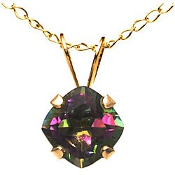 10k Yellow Gold Square-cut Mystic Fire Topaz Necklace