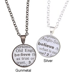 Recycled Dictionary 'Believe' Pendant Necklace