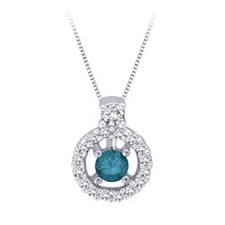10k White Gold 1/4ct TDW Blue and White Diamond Necklace (G-H, I3)