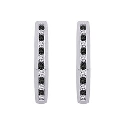 10k White Gold 1/4ct TDW Black and White Diamond Hoop Earrings (H, I3)