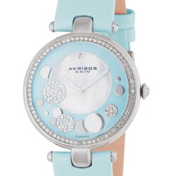 Akribos XXIV Women's Light Blue Sunray/ Diamond Dial Quartz Watch