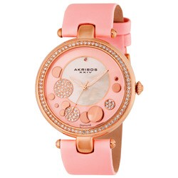 Akribos XXIV Women's Pink Sunray/ Diamond Dial Quartz Watch