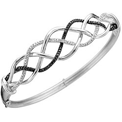 Silver 1/4ct TDW Black and White Diamond Bangle Bracelet (I-J, I2)