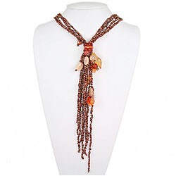 Sterling Silver Pearl and Carnelian Necklace (3-6 mm)
