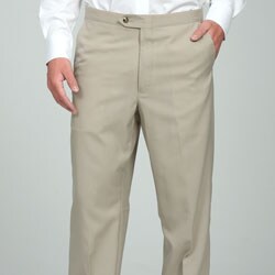Sansabelt Men's Natural Flat Front Wool Trousers