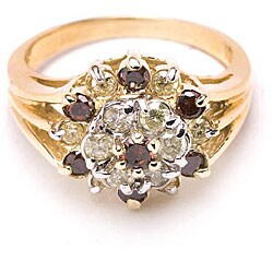 10k Yellow Gold 1ct TDW White and Red Diamond Ring (K-L, I1-I2)
