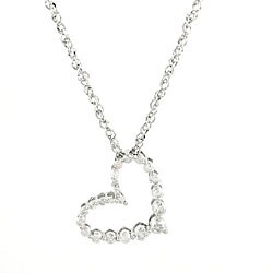 Sterling Silver 1/2ct TDW Diamond Open Heart Necklace (H-I, I2)