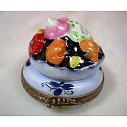 Limoges Hand-painted Round Vegetable Basket Box
