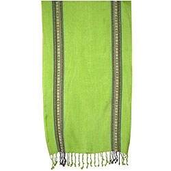 Cotton Kiwi Border Scarf (Nepal)