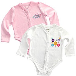 Funkoos Organic Long Sleeve Baby Girl Bodysuits (Pack of 2)