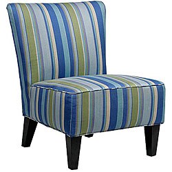 Hali Armless Designer Accent Chair Striped Sea Blue