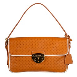 Prada Saffiano Orange Fori Shoulder Bag
