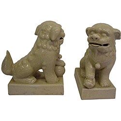 Cream Porcelain Foo Dogs (Two)
