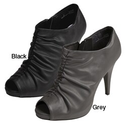 Journee Collection Women's Crinkled Vamp Peep Toe Booties
