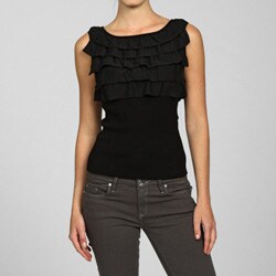 ELIO Women's Sleeveless Silk Ruffle Top