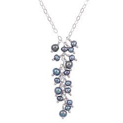 Sterling Silver Black Freshwater Pearl Necklace (4-6 mm)