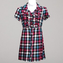 Hype Big Girl's Flannel Plaid Shirtdress