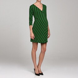 uMaMe Women's Maternity Banded Sleeve Print Wrap Dress