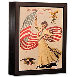 Vintage '4th of July Firework Lady with Fireworks' Giclee Gallery Framed Print (8x10)