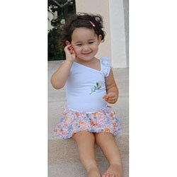 Mia Belle Girl's Assymetrical Sleeve Flower Print Tunic/ Short Ruffle Dress