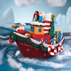 Bucilla Christmas Tugboat Felt Home Decor Kit