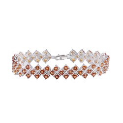 Sterling Silver Orange Sapphire Bracelet