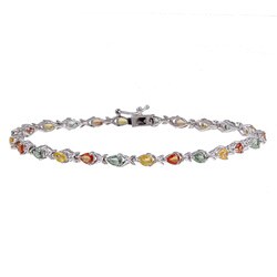 Sterling Silver Multi-colored Sapphire Bracelet