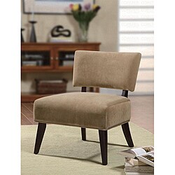 Tan Solid Hardwood Lounge Occasional Chair