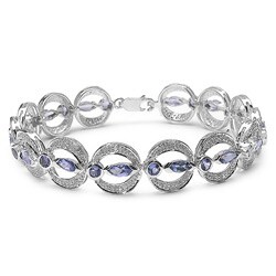 Sterling Silver Tanzanite and Diamond Accent Bracelet