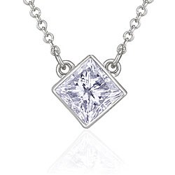 14k Gold 1ct TDW Princess-cut Diamond Solitaire Necklace (H-I, I1) diamond solitaire necklace
