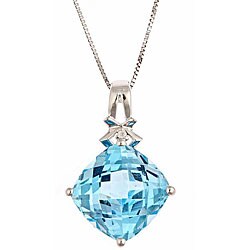 Sterling Silver Blue Topaz Solitaire Necklace