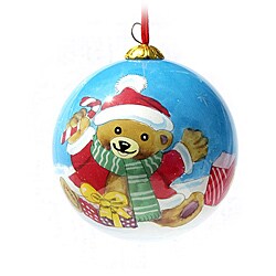 Santa Bear Glass Christmas Ornament (Case of 60)