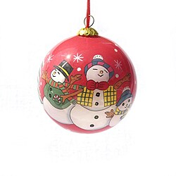 Snowmen Glass Christmas Ornament (Case of 60)