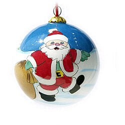 Dancing Santa Glass Christmas Ornament (Case of 60)