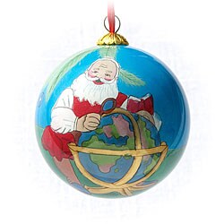 Santa with Globe Glass Christmas Ornaments (Case of 60)