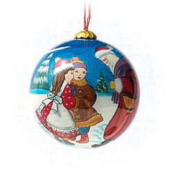 Santa with Kids Glass Christmas Ornaments (Case of 60)