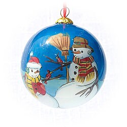 Snowman with Kids Glass Christmas Ornaments (Case of 60)