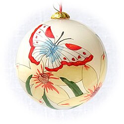 Cream Flowers Glass Christmas Ornaments (Case of 60)