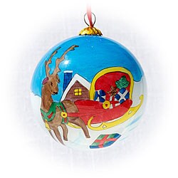 Reindeer with Sleigh Glass Christmas Ornaments (Case of 60)
