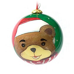 Teddy Bear Face Glass Christmas Ornaments (Case of 60)