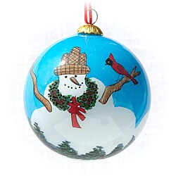 Snowman with Wreath Glass Christmas Ornaments (Case of 60)