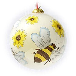 Bees and Flowers Glass Christmas Ornaments (Case of 60)