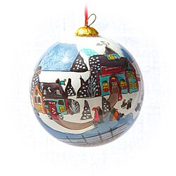 Winter Houses Glass Christmas Ornaments (Case of 60)