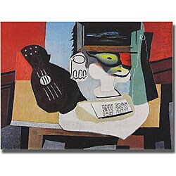 Pablo Picasso 'Guitar, Glass and Dish of Fruit' Canvas Art